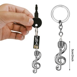 Kawailay Pack of 4 Music Notes Key Fob Metal Musical Sign Keychain Music Theme Party Key Ring for Boys Girls Men Women Music Teacher Musicians Birthday - Style 2, Style 2