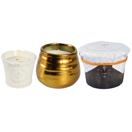 Bourbon Royalty Fleur De Lis 10 Oz, Marquis 3 Oz, and Midas 8 Oz Votive Jar Candle, Ceramic with Premium Hand Poured Wax, Opulence - Bundle Set of 3