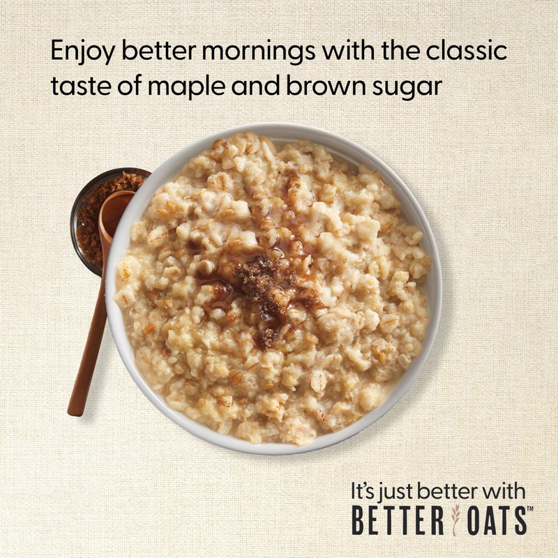 Better Oats Steel Cut Instant Oatmeal Packets, Maple and Brown