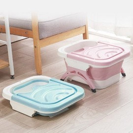 [Neat storage] Foldable foot bath / rolling massage, acupressure, fatigue recovery, foot massage, wet foot bath, portable foot bath 01. Foldable foot bath (pink) 2ea