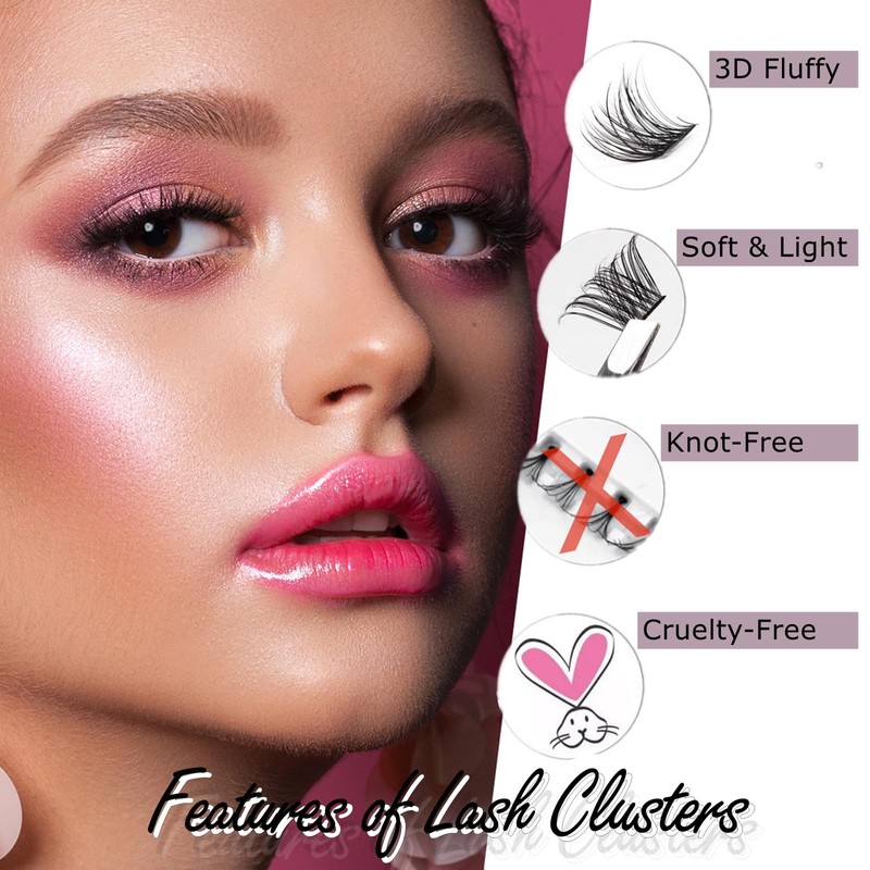 Individual Lashes with Lash Bond and Seal 120 Cluster Lashes