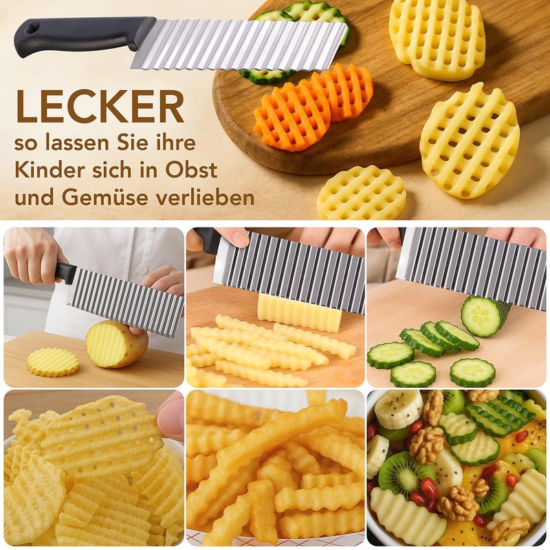 Rosenstein & Söhne Stainless Steel Wave Slicer for Potatoes and