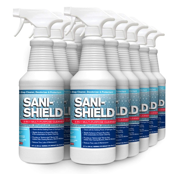 Sani-Shield Surface Care- Cleans & Protects with Hydrogen Peroxide- 12 Pack- 32 oz by Clean-X