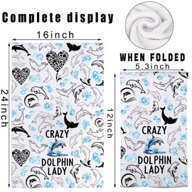 JNIAP Dolphin Kitchen Towel Dolphin Lover Gift Crazy Dolphin Lady Gifts Blue Dolphins Dish Towel Dolphin Hand Towels Dolphin Kitchen Accessories (Dolphin KT)