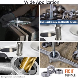 TOP-VIGOR M14 x 1mm Metric Tap and Die Set, Machine Thread Screw Tap with Round Threading Die, Heavy Duty Tap & Die Kit for DIY, Repair, Cutting External and Internal Thread