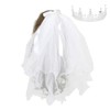 LADYGG Wedding Veil White Pearl Bow Wedding Hair Clip Tulle