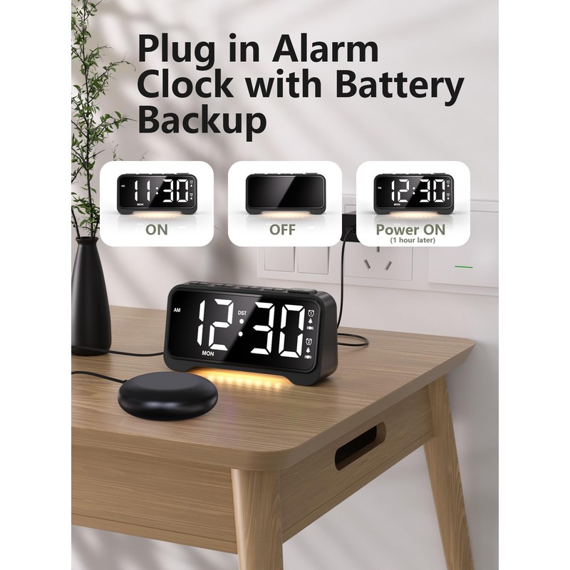 Vibrating Alarm Clock for Heavy Sleepers with Bed Shaker, Extra