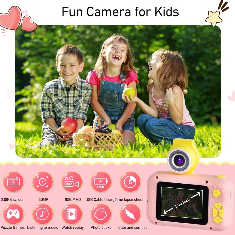 Kids Camera 40MP Flip Lens Digital Camera Fun Video Record