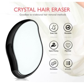 Crystal Hair Eraser for Women and Men, Magic Hair Eraser Crystal Hair Remover, Painless Exfoliation Hair Removal Tool for Arms Legs Back - Fast & Easy, Reusable & Washable, Portable Epilator