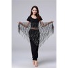 Women Belly Dance Hip Scarf, Sequin Tassels Triangle Tribal Wrap