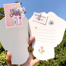 Pink Rose Floral Dried Flower Bouquet Greeting Card, 3D Popup Thanksgiving Pop up Cards, Family Gifts Birthday Card for Women Girls with Envelope, Valentine Day, Anniversary, Thank You Card