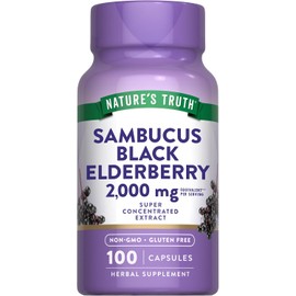 Nature's Truth Black Elderberry Capsules | 100 Count | Super Concentrated Sambucus Extract | Non-GMO, Gluten-Free Supplement