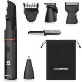 4 en 1 Kit de Rasuradoras para Hombre Impermeable IPX6 | Afeitadora Eléctrica Masculina con Cabezal de Succión Magnético para Barba, Nariz, Cabello, Cara y Vello Corporal