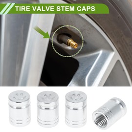HOPESPANNER Tire Valve Stem Caps Decorative Silver Tone Tyre Valve Dust Covers 7x17mm Aluminum Alloy 4 Pcs