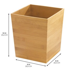 iDesign Small Bamboo Bathroom Trash Set of 2-Natural Waste Can