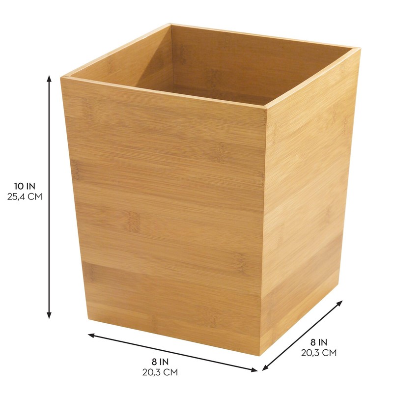 iDesign Small Bamboo Bathroom Trash Set of 2-Natural Waste Can