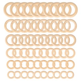 60 Pcs Wooden Rings, Natural Wooden Hoops, Smooth Unfinished Wood Macrame Rings, Wood Loop Ring for Jewellery Making Supplies, Craft, Pendant, DIY Connectors(3/3.5/4/4.5/5/5.5 CM)