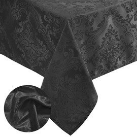 Elrene Home Fashions Caiden Elegance Damask Tablecloth, 60" x 102", Black