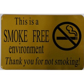 Buildingsigns.com This is Smoke Free Environment Sign (Gold, Aluminium 6X9)-REF24-102