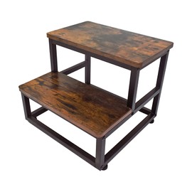 YAKANJ Step Stools for Adults Kids,Heavy Duty Sturdy Step Stool Helper for Kitchen Bathroom,Hold Up to 500 Lbs Capacity Metal Frame-Brown