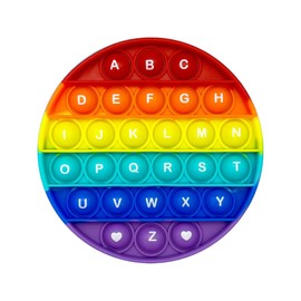 Pop It, Pop It Fidget Toys, Rainbow Bubble Autism Special Needs Stress Reliever Fidget Popper for Kids, Learning Sensory Popper Toy - Letters on One Side Numbers on The Other