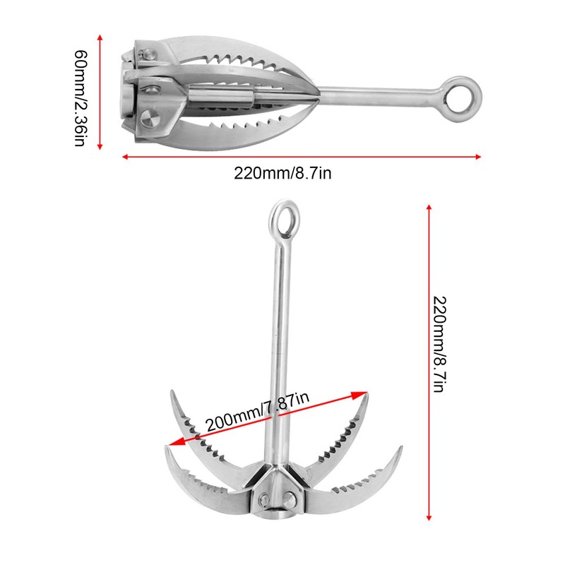 Stainless Steel Foldable Grappling Hook with 4 Claws for Climbing,