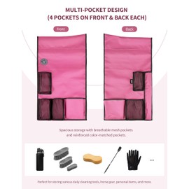 Harrison Howard Saddle Rack Saver with Storage Pockets Horse Tack Storage Accessory for Portable Saddle Rack Horse Stable Supplies Tack Organizer Pink