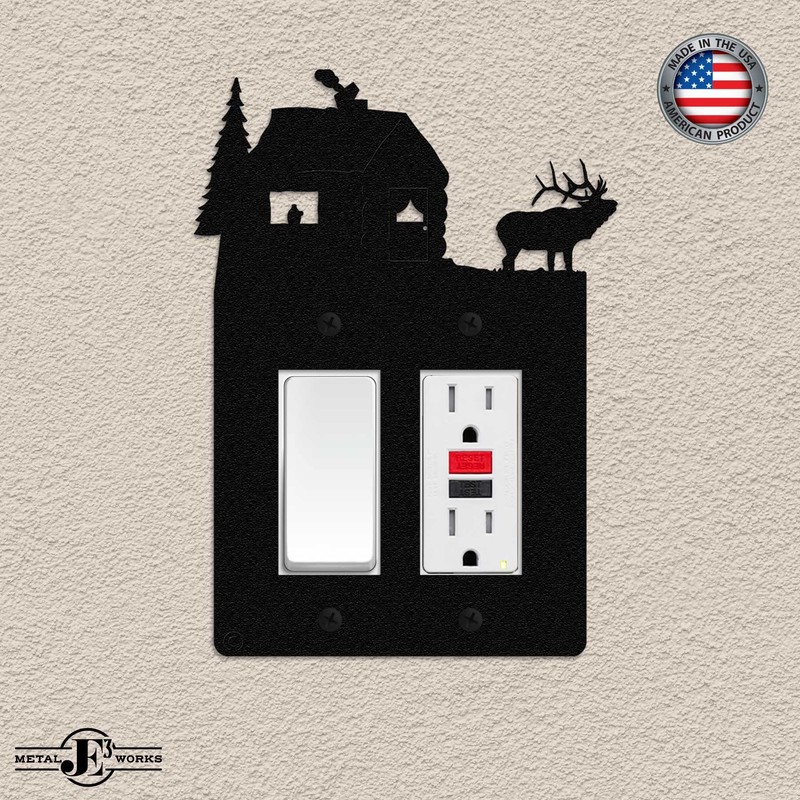 Elk & Cabin Double GFI Rocker Light Switch Plate Cover