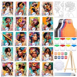 Sherr Juego de 140 piezas de 20 piezas de pintura de lienzo predibujado