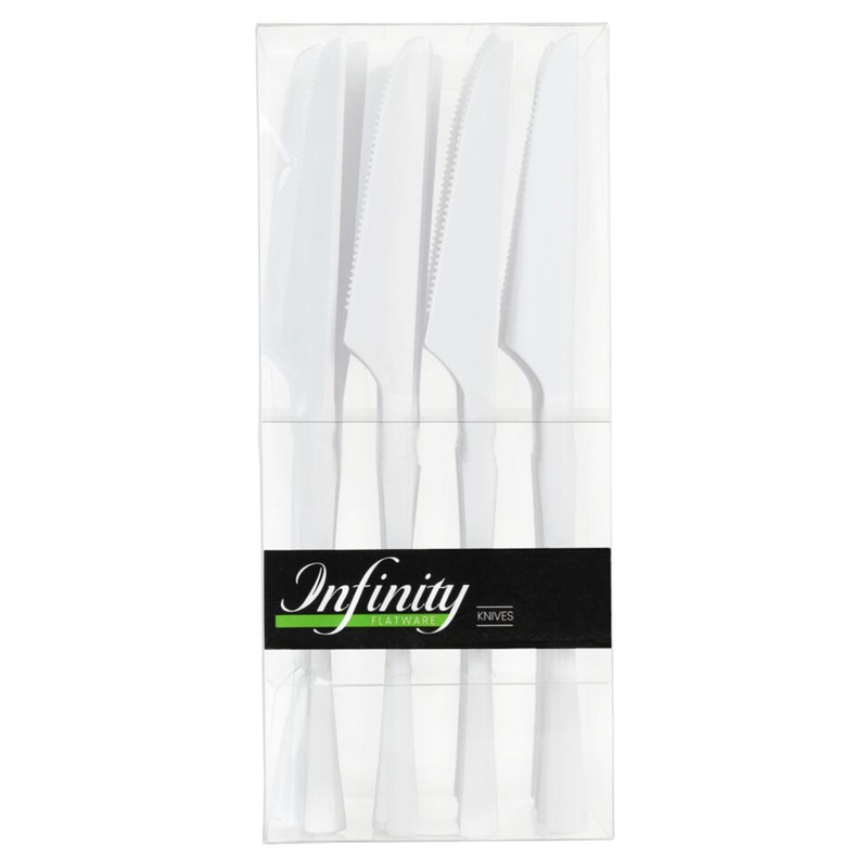 EcoQuality White Disposable Plastic Knives - Heavy Weight Plastic White