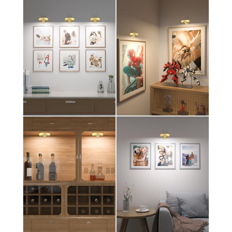 WILLED Picture Lights Battery Operated,Rechargeable Wall Light for Picture,Puck Lights