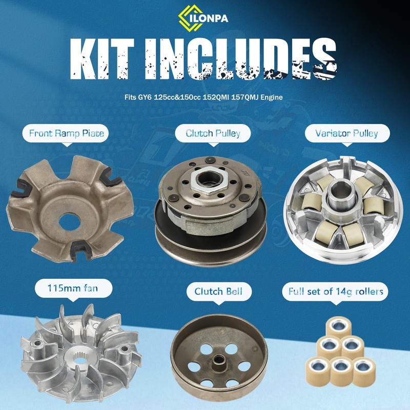 Clutch and Variator Assembly Set with 743 belt for GY6