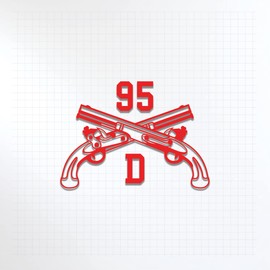 Military MOS 95D CID Special Agent MP Crossed Pistols 3x5 Red Heavy Duty Die Cut Vinyl Window Sticker Decal