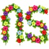 2 Pcs Tropical Hibiscus Flower Garland, 7 FT Artificial Monstera