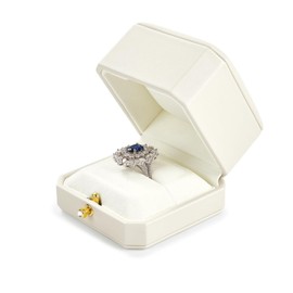 Oirlv H17505 Ring Case, PU Leather, Portable, Mini for 1 Piece, Suitable for Proposals, Anniversaries, Christmas, Gift Case, Compatible with Eligible Invoices (White)