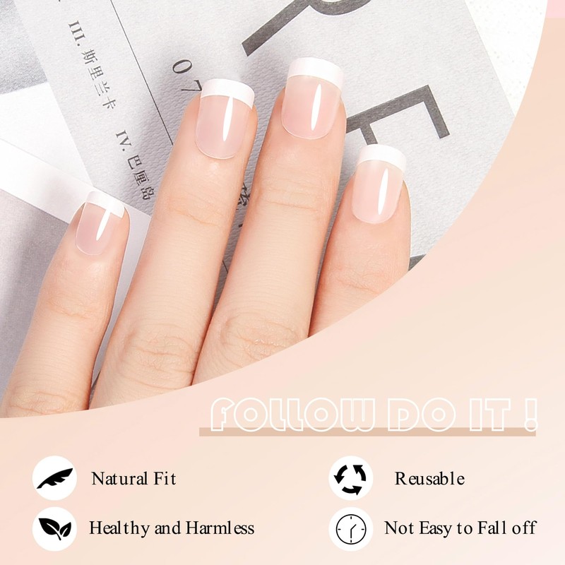 French Gel Nail Tips 120Pcs Short Square no-coat Acrylic Tips