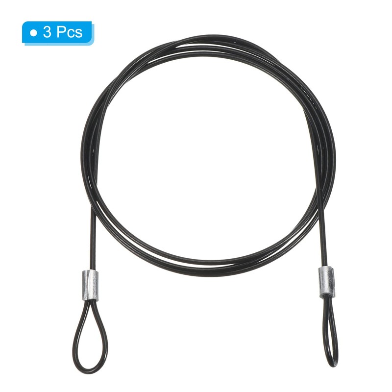 PATIKIL 1M 3PCS Safety Cable Lock Stainless Steel 2mm Diameter