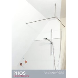 PHOS Design Sloping Roof Adaptor for PHOS Ceiling Hangings of Shower Curtain Rods, Adapts to Any Roof Slope Angle, Brushed Stainless Steel