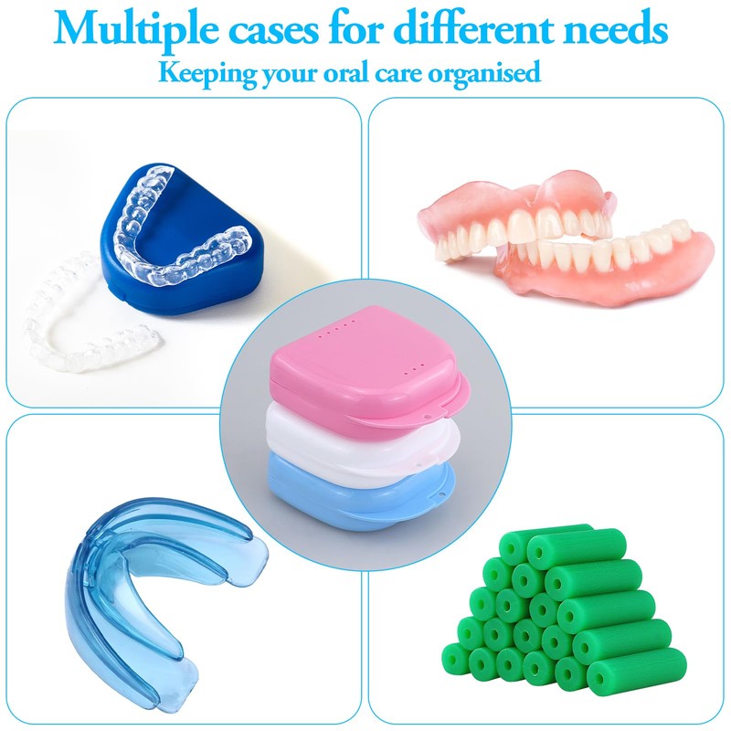3 Pcs Retainer Case, False Teeth Container, Partial Mouth Guard