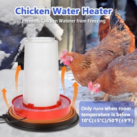Poultry Chicken Water Heater - KOKOPRO Poultry Water Heater Base for Winter, for Plastic/Metal Poultry Waterer, Thermostatically Controlled Heated Waterer for Chickens 80W,Chicken Coop Accessories