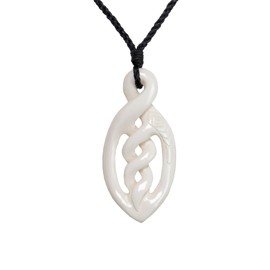 81stgeneration Women's Men's Hand Carved Bone Engraved Maori HEI Kotahitanga Tahi Pendant Necklace