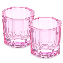 2 Pack Pink Dapping Dish for Nails Glass Nail Monomer, Pink Dish Cups for Nail, Glass Liquid Nails Bowls Liquids Holder Dampen Dishes Acrylic Powder Holder for Art Acrylic Liquid Manicure Care Tools