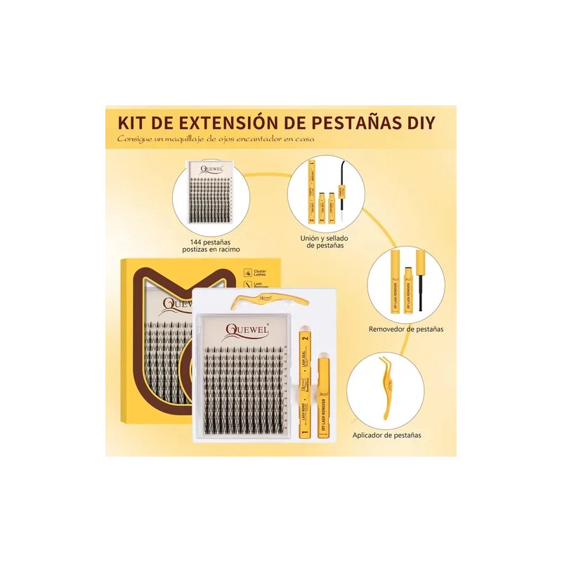 Kit De Extensiones De Pestañas Efecto Manga Quewel Lash Kit