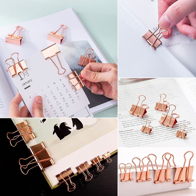 LELE LIFE Same Size Rose Gold Binder Clips, 24 Pieces,