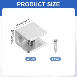 PATIKIL 4 Pcs Adjustable Frameless Glass Shelf Bracket, 6-8 mm Shower Glass Clamp Clip Wall Mounted Zinc Alloy Clamp Holder Rectangular for Wall Wood Shower Acrylic Shelf Brushed, Silver