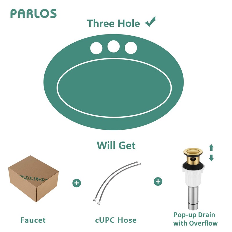 PARLOS 2 Handles Waterfall Bathroom Faucet with Metal Pop-up Drain