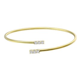 14K Yellow Gold Plated Silver Bracelet With 0.36 Carat Total Weight Lab Grown Diamond (D-E Color, Round Brilliant Shape, VS Clarity), Large, Bracelet For Women, Gift For Her Jewelry For Women