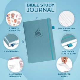 Clever Fox Bible Study Journal Large – Church Notes Notebook – Note Taking & Journaling Kit – Faith Based Religious Accessories, 7x10” (Aquamarine)