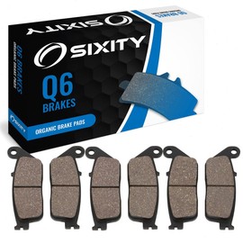 Sixity Q6 Front Rear Organic Brake Pads compatible with Honda GL1500CF Valkyrie Interstate 2000-2001 Complete Set