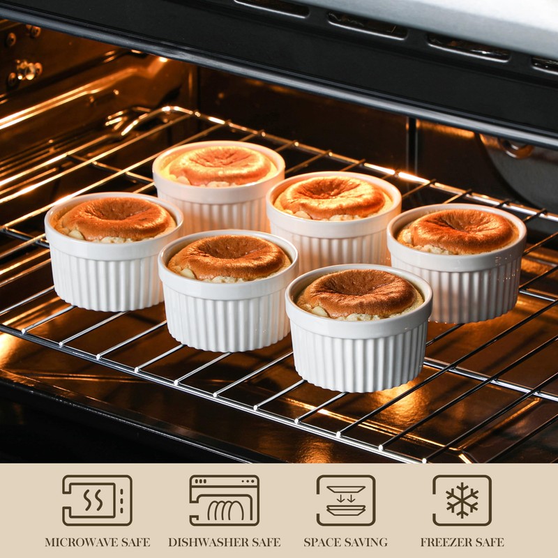 MALACASA Ramekins 8 oz Oven Safe, Porcelain Creme Brulee Ramekins